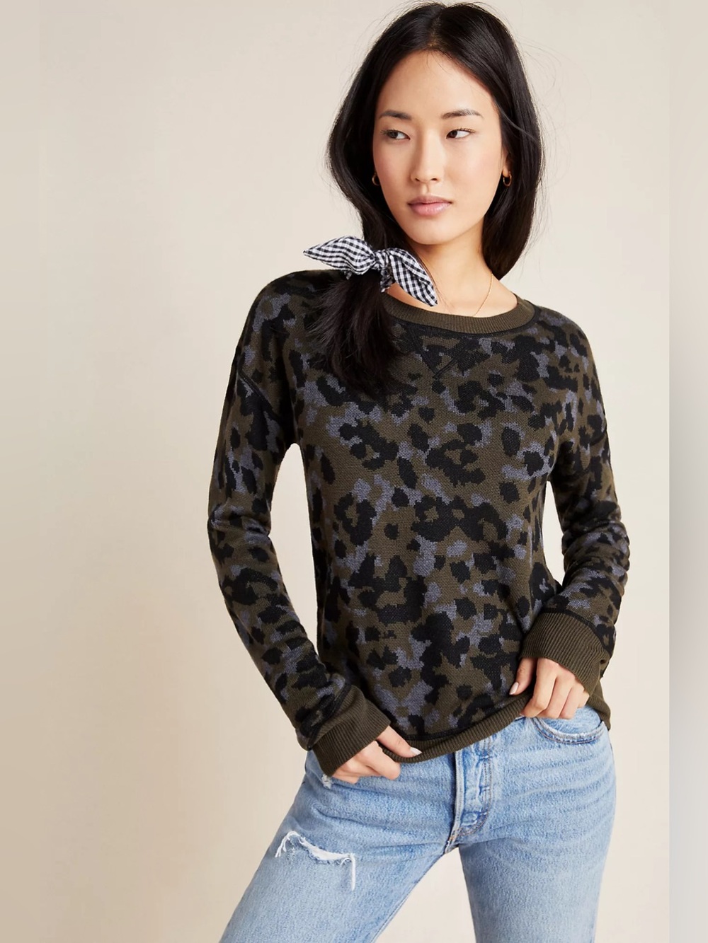 Anthropologie Ethan Camo Sweater Size XS